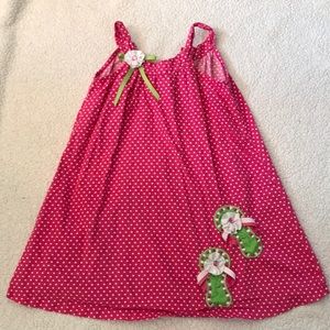 Cute pink polka dot, girl’s dress.